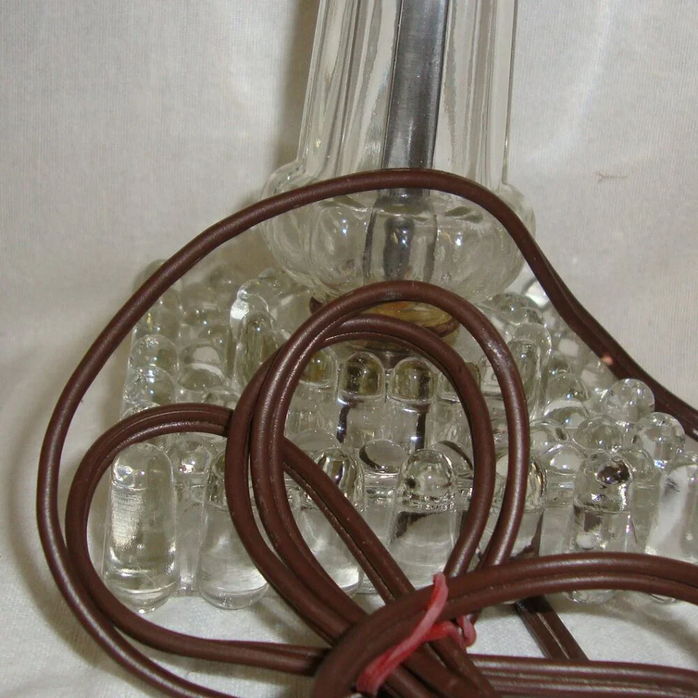 2 Vtg Hobnail Clear Glass Bedroom Boudoir Lamps